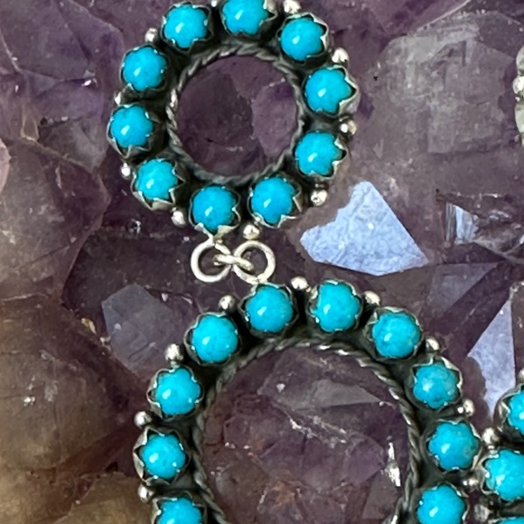 Sold 🦋 Turquoise Southwestern handmade 925 solid sterling, silver hoop earrings - Picture 11 of 11